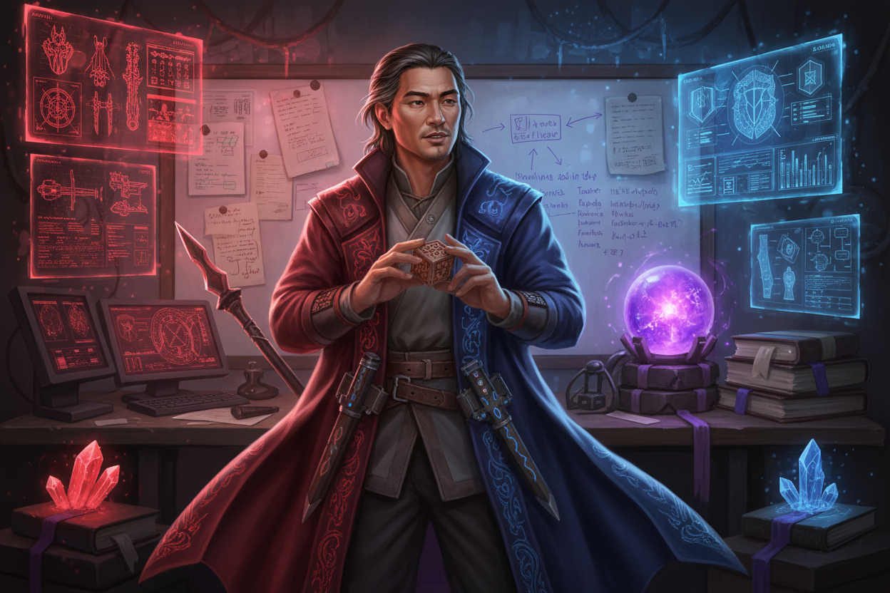 Warlock → Purple Teamer / Security Consultant character illustration